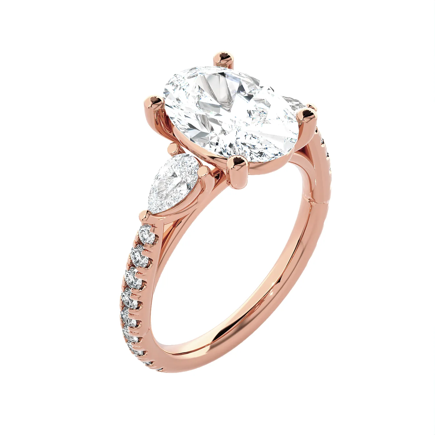 Oval with Pear-Shaped 3 Stone Lab Grown Diamond Ring