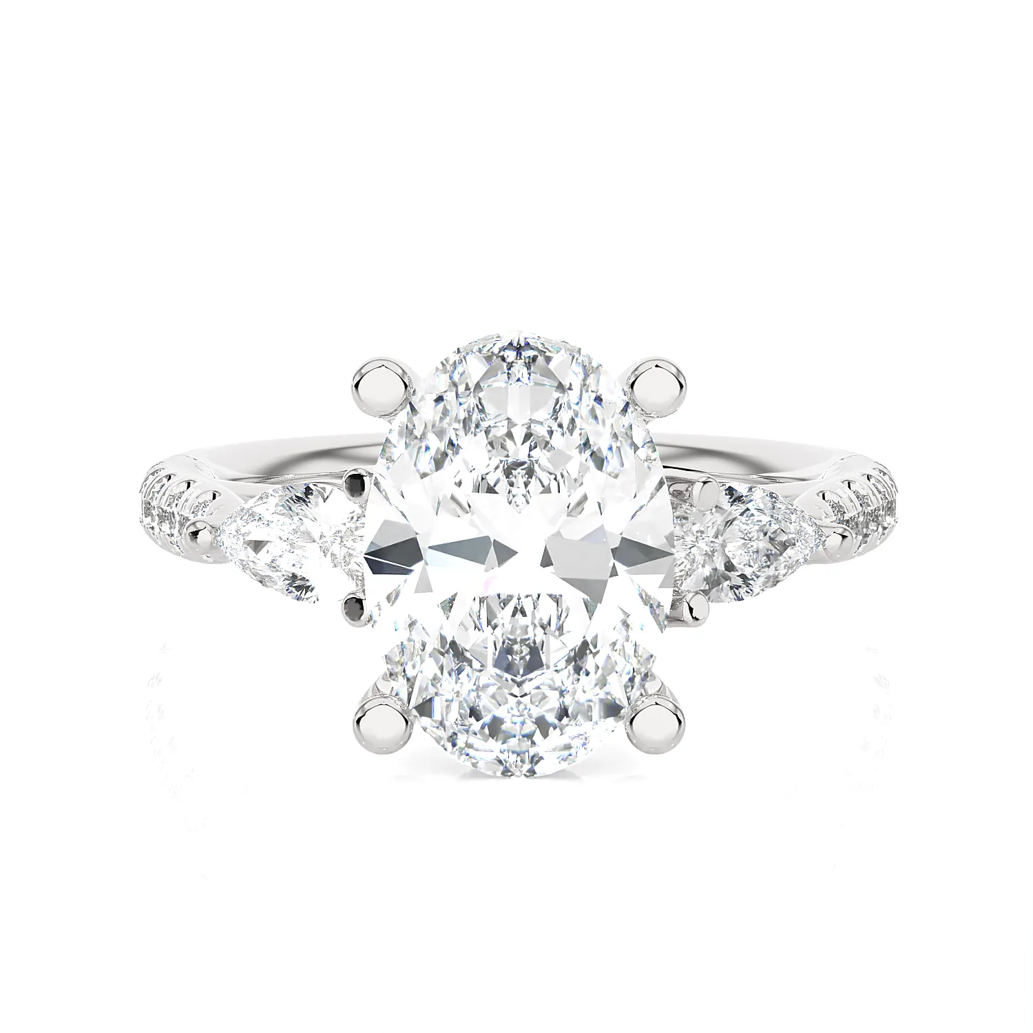 Oval with Pear-Shaped 3 Stone Lab Grown Diamond Ring