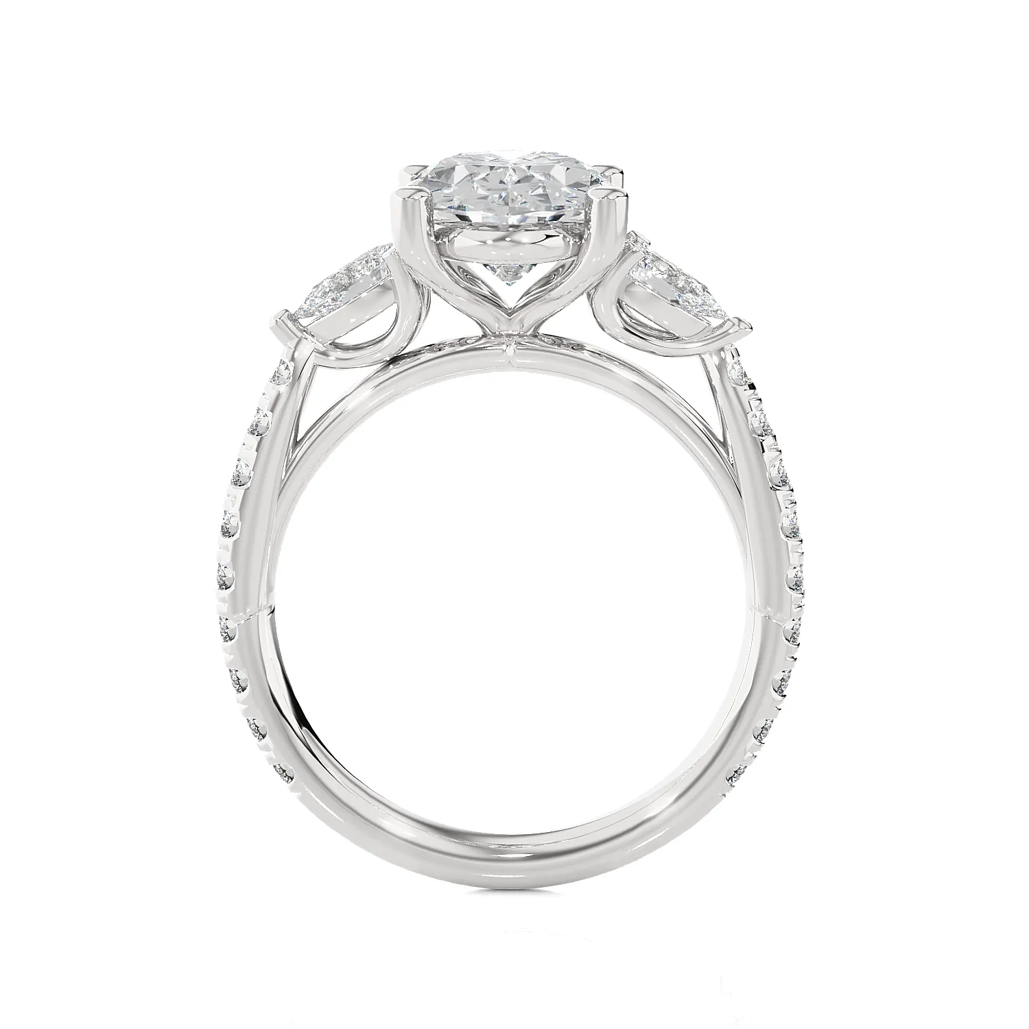 Oval with Pear-Shaped 3 Stone Lab Grown Diamond Ring