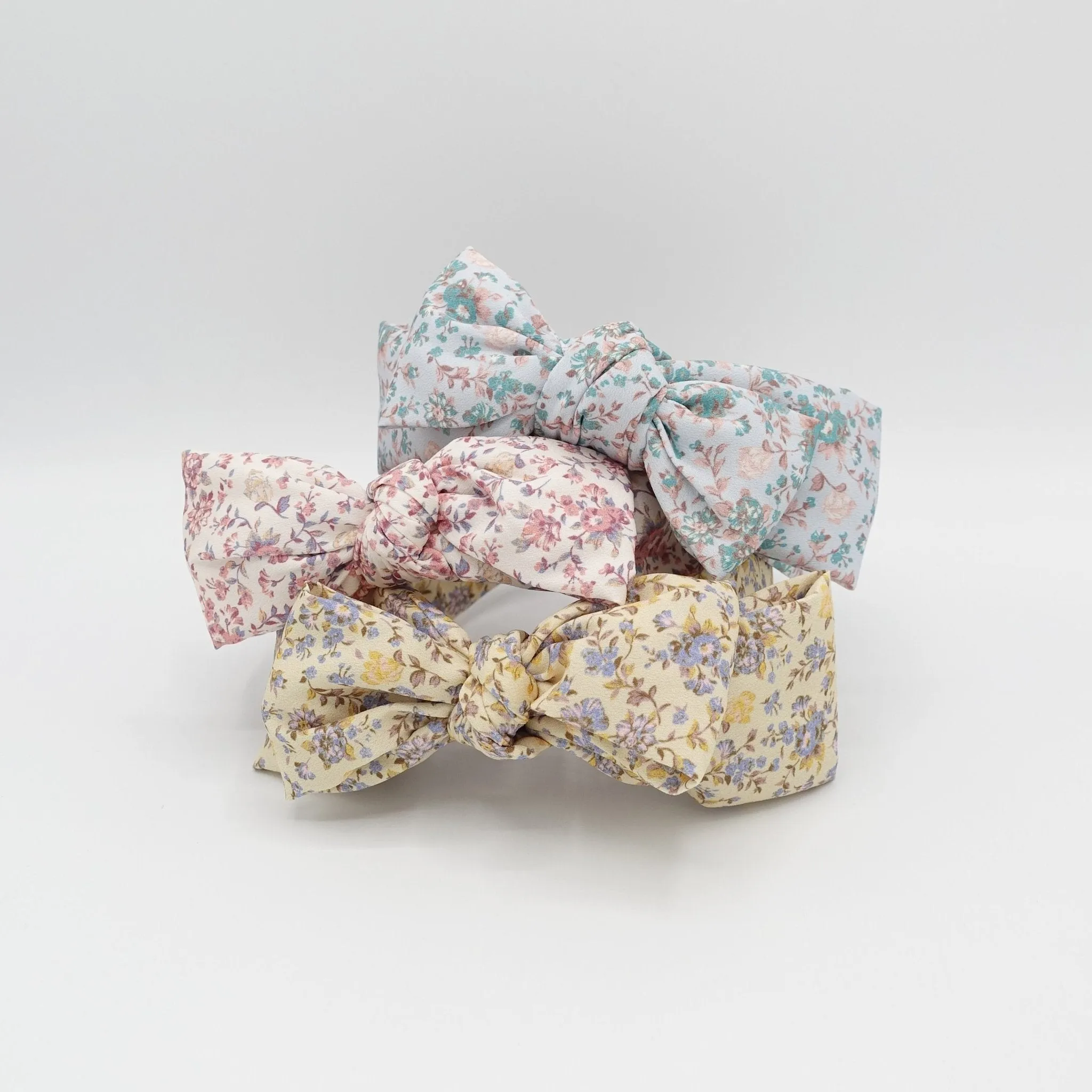 pastel floral bow headband tiny floral hair accessory for women