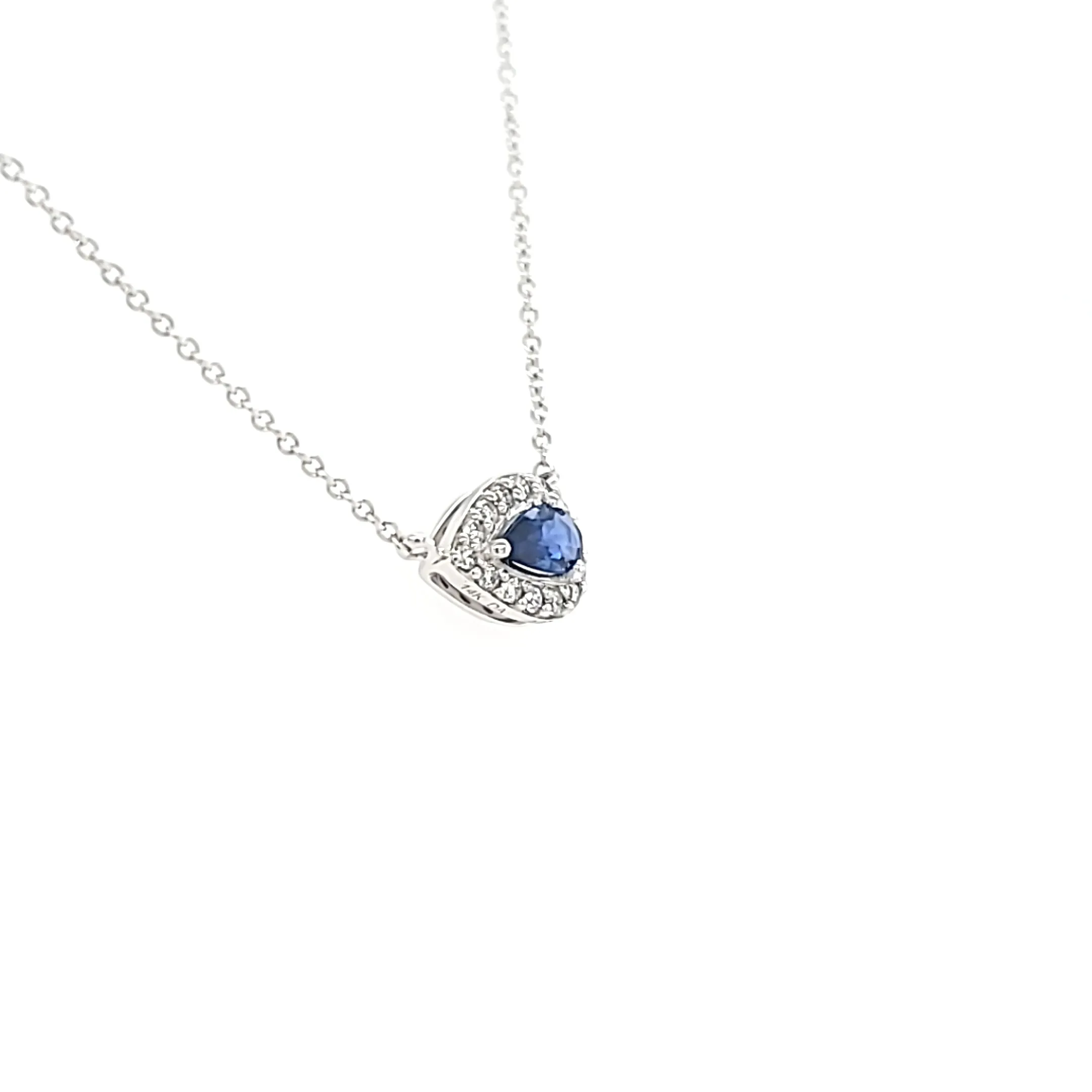 Pear Shaped Sapphire Halo Necklace (I7422)