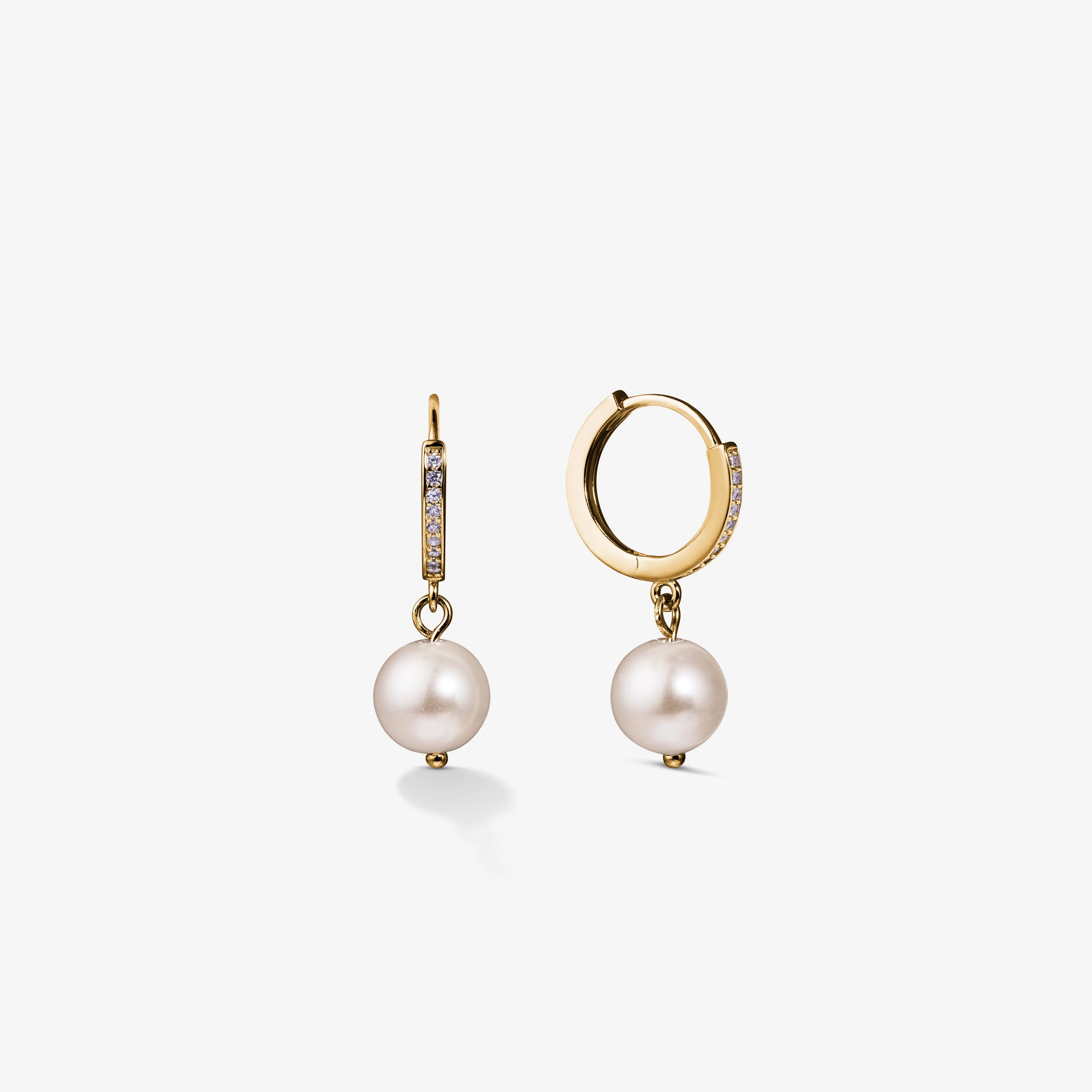 PEARL DROP HOOPS EARRINGS Gold