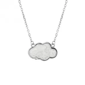 Pearlised Enamel Cloud Diamond Necklace N4561