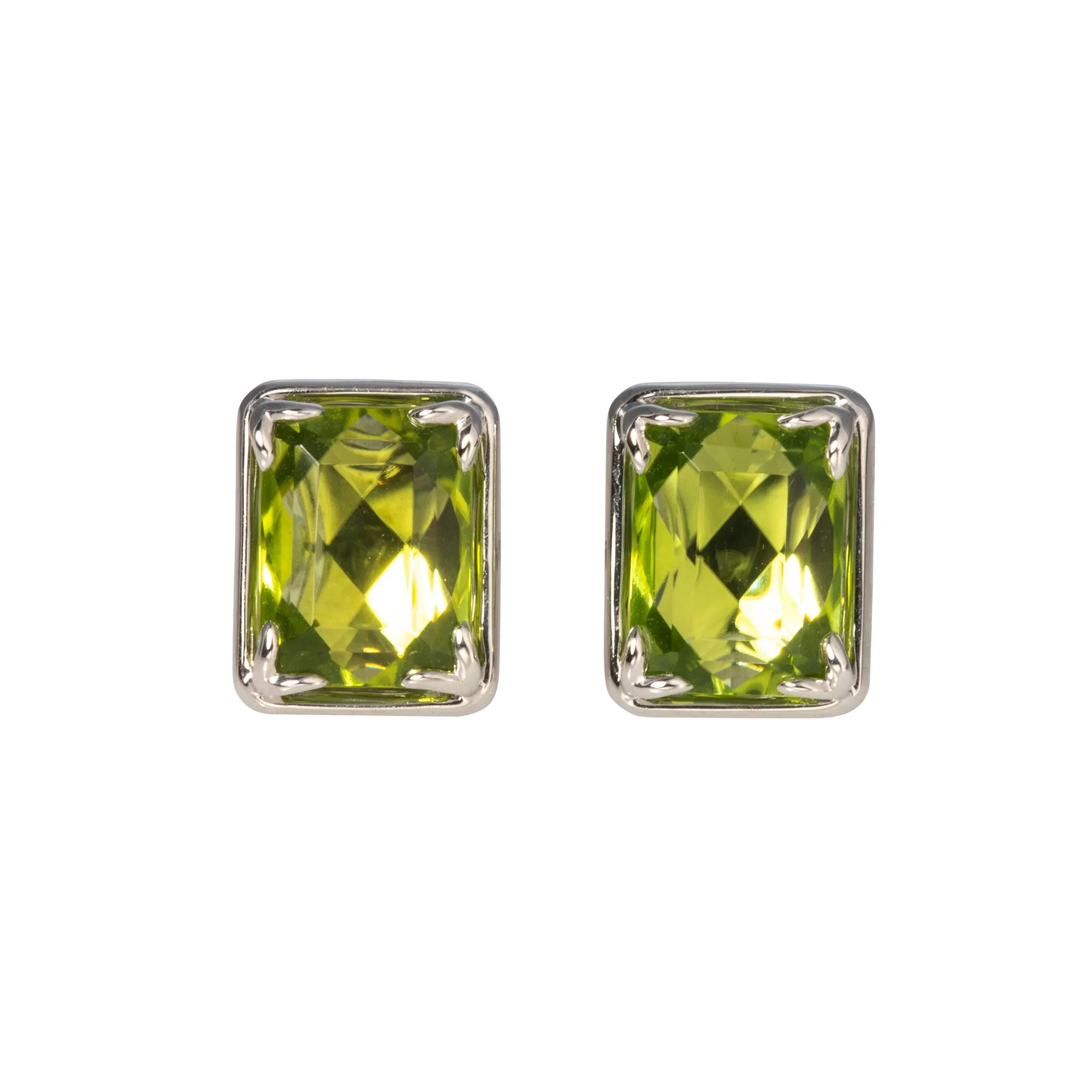 Peridot 14K White Gold River Stud Earrings