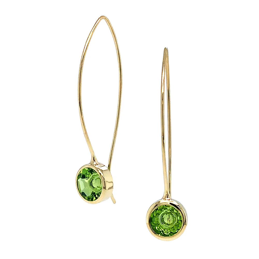 Peridot & Yellow Gold Earrings - "Comet"