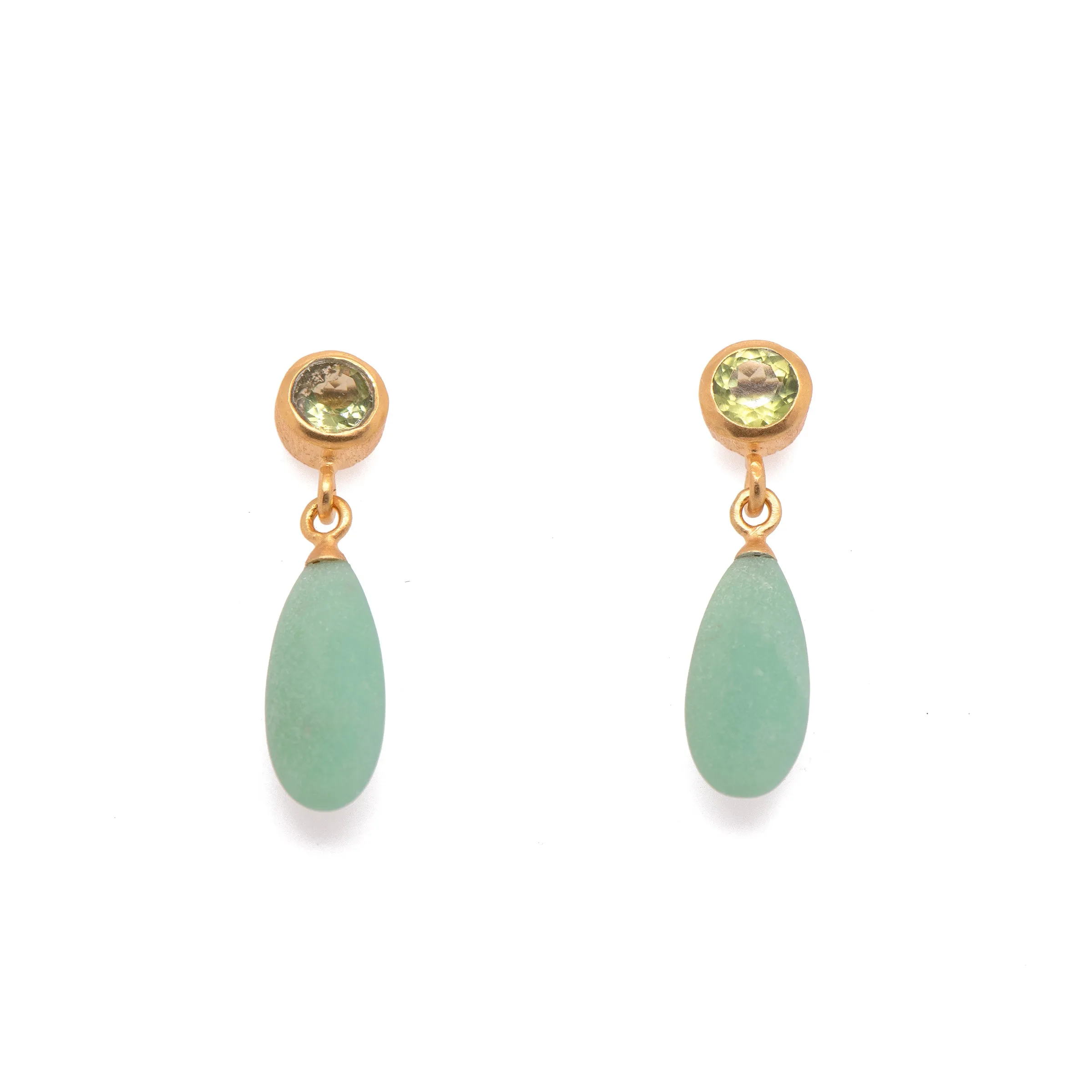 Peridot and Chrysoprase Earrings 24K Fair Trade Gold Vermeil