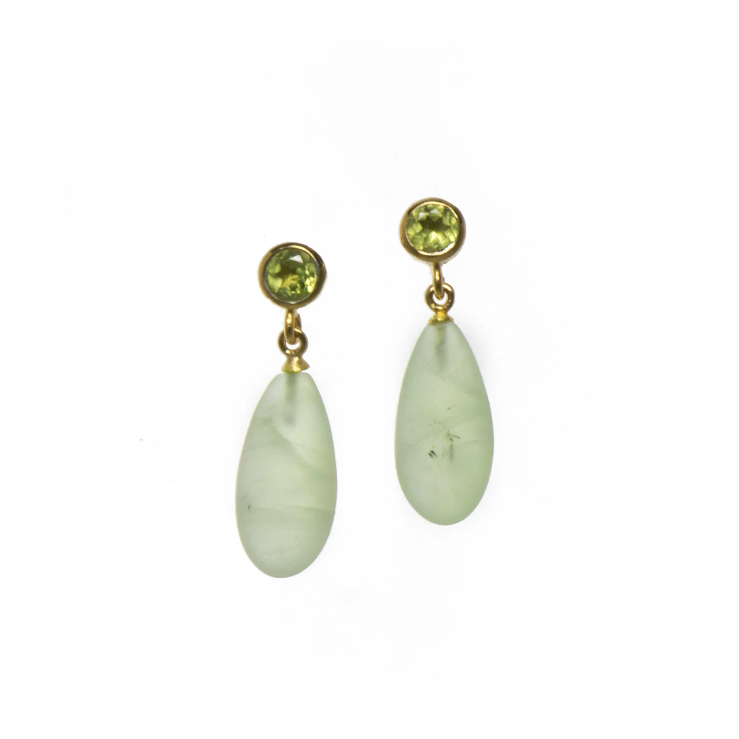 Peridot Faceted And Prehnite Matte Earrings Fair Trade 24K Gold Vermeil