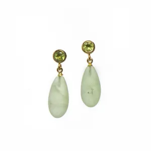 Peridot Faceted And Prehnite Matte Earrings Fair Trade 24K Gold Vermeil