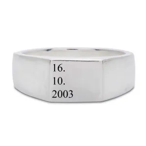 Personalised Special Date Silver Signet Ring