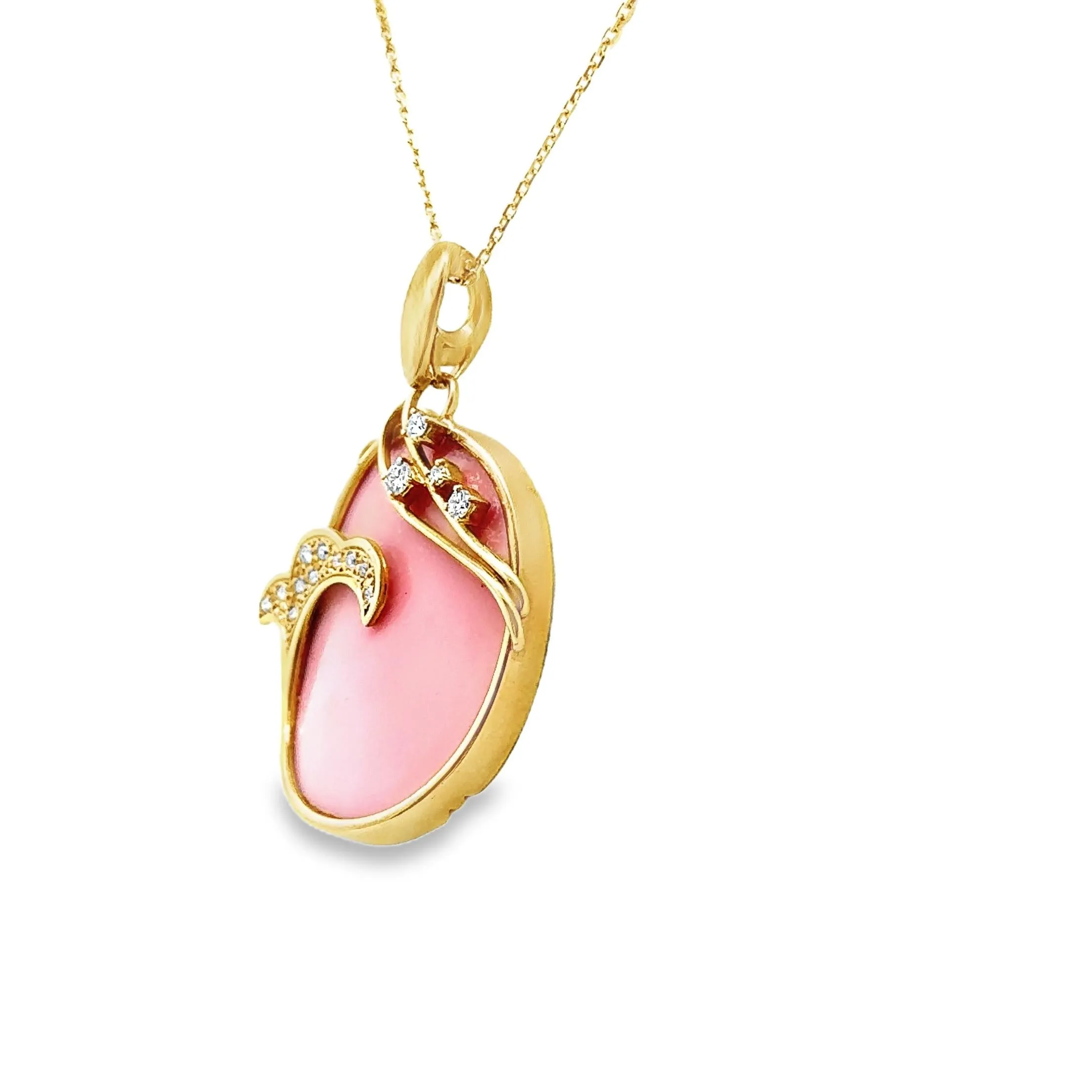 Pink Opal Diamond 18k Yellow Gold Necklace