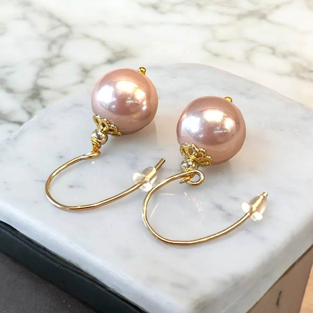 Pink Pearl Drop Earrings