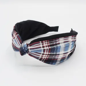 plaid check headband layered knot hairband causal woman hair accessory