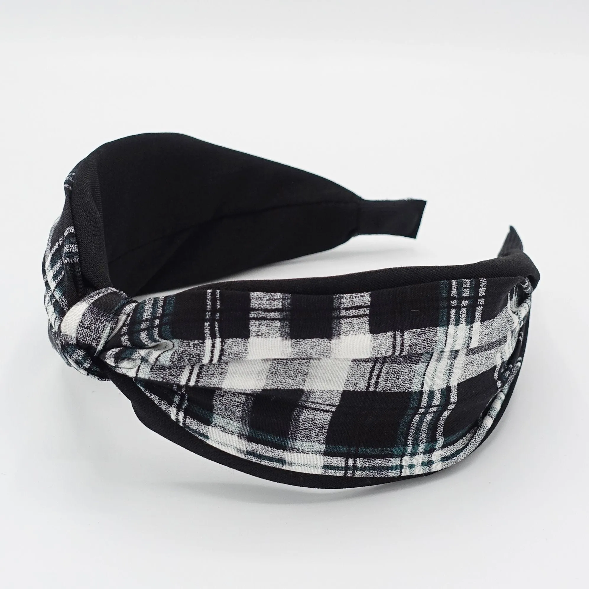 plaid check headband layered knot hairband causal woman hair accessory