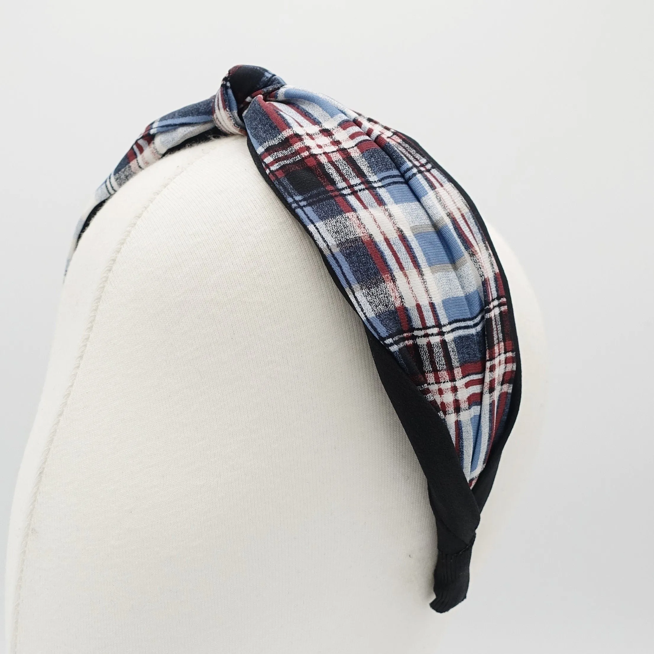 plaid check headband layered knot hairband causal woman hair accessory