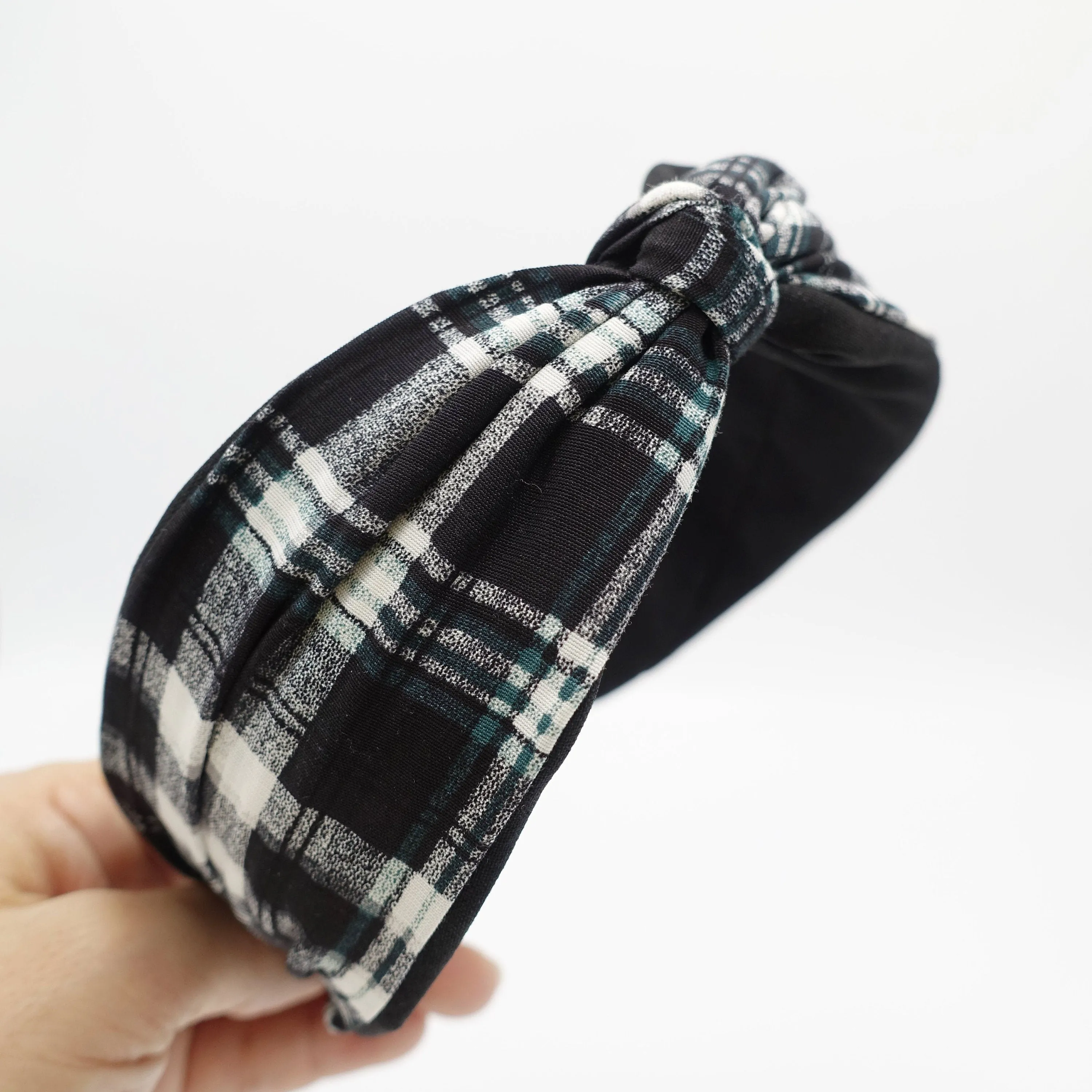 plaid check headband layered knot hairband causal woman hair accessory