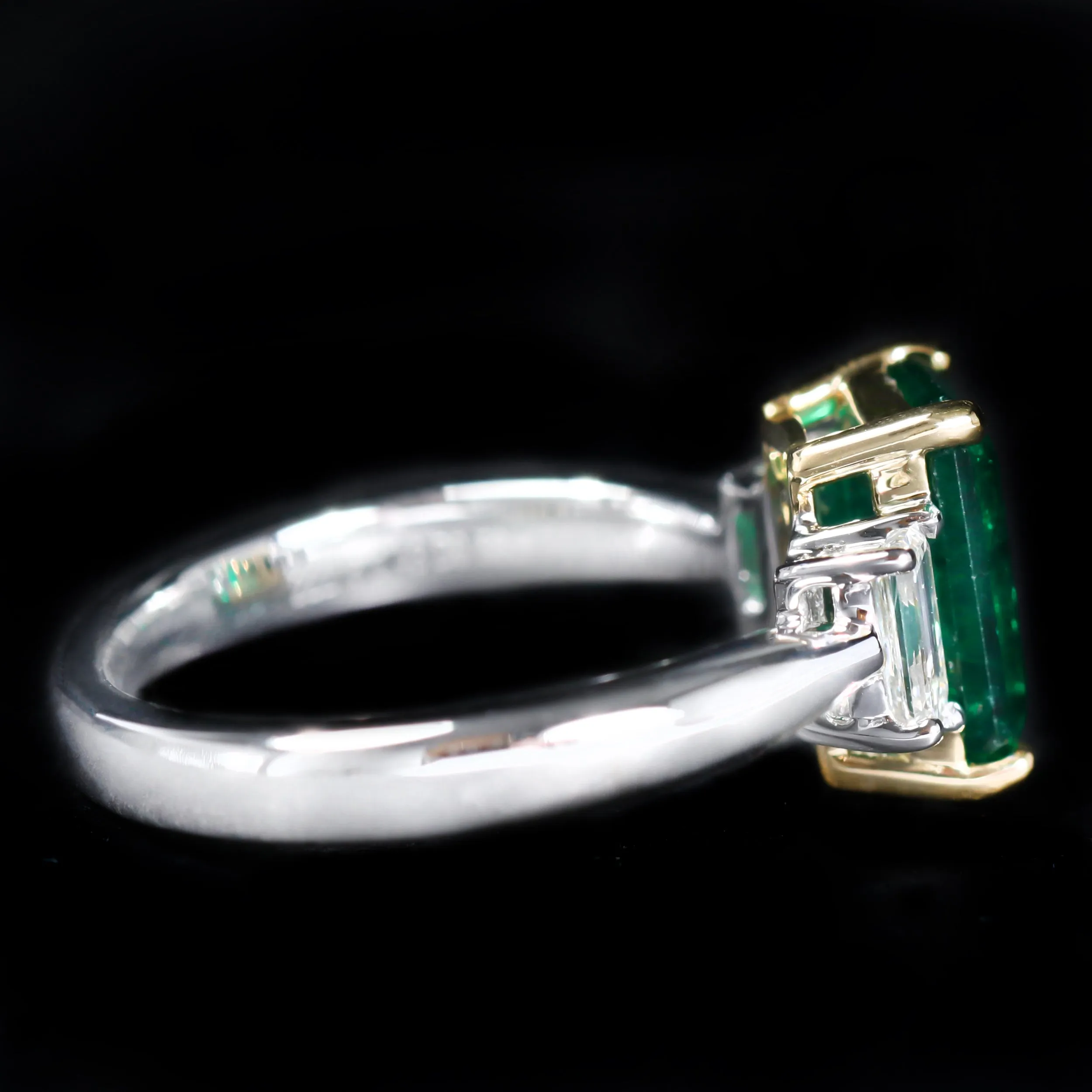 Platinum 2.43 Carat Emerald and Diamond Ring