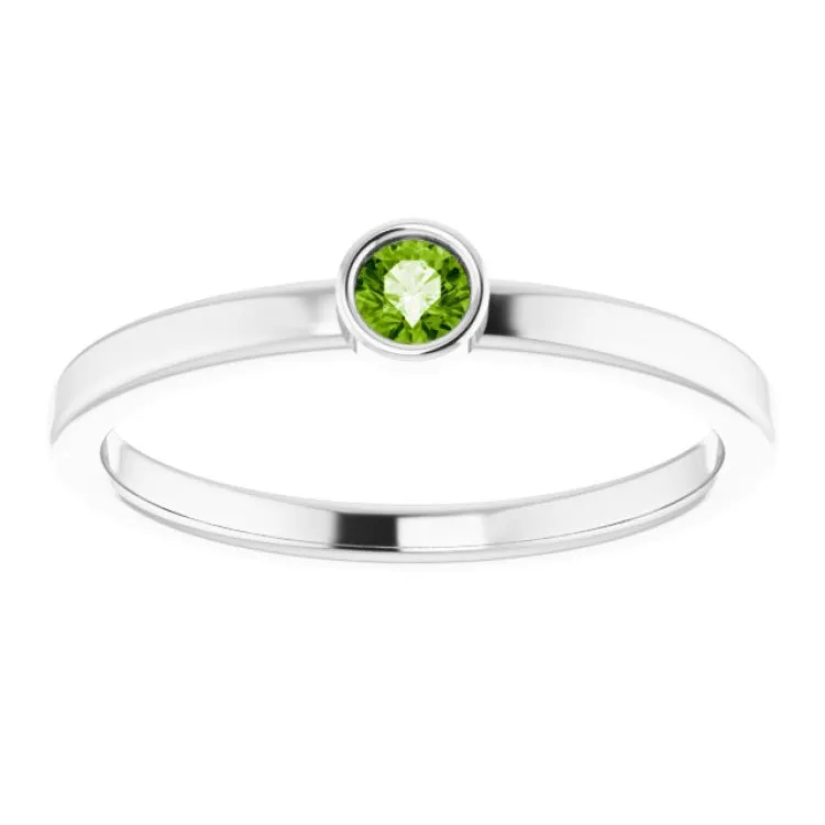 Platinum 3 mm Natural Peridot Ring