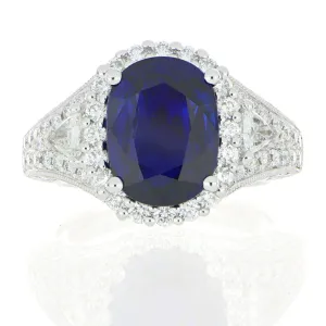 Platinum Blue Sapphire and Diamond Cocktail Ring