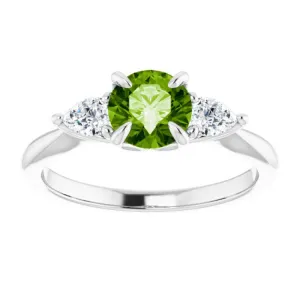 Platinum Natural Peridot & 1/4 CTW Natural Diamond Ring