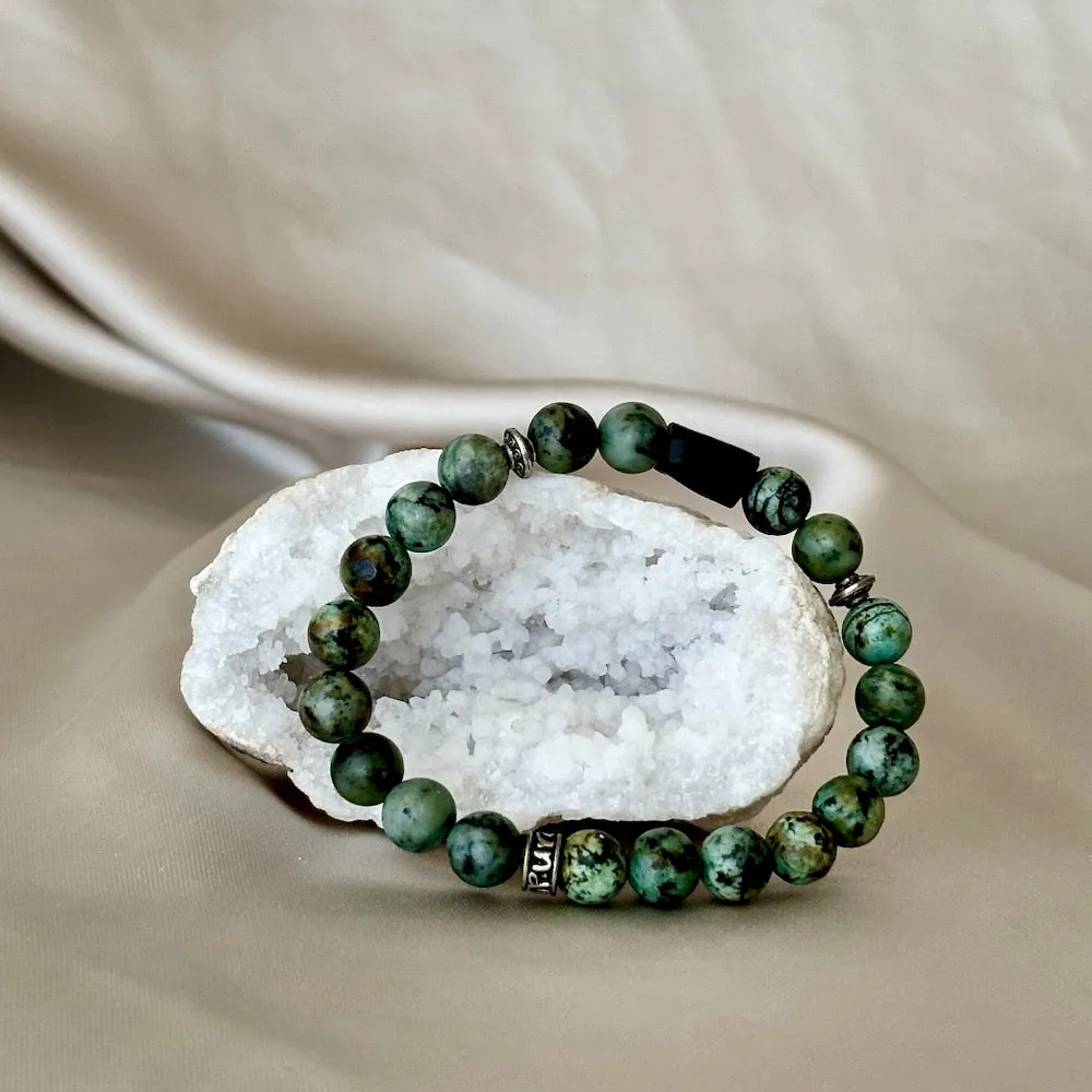 Power to Protect Gemstone Bracelet with African Turquoise and Shungite beads