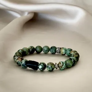 Power to Protect Gemstone Bracelet with African Turquoise and Shungite beads