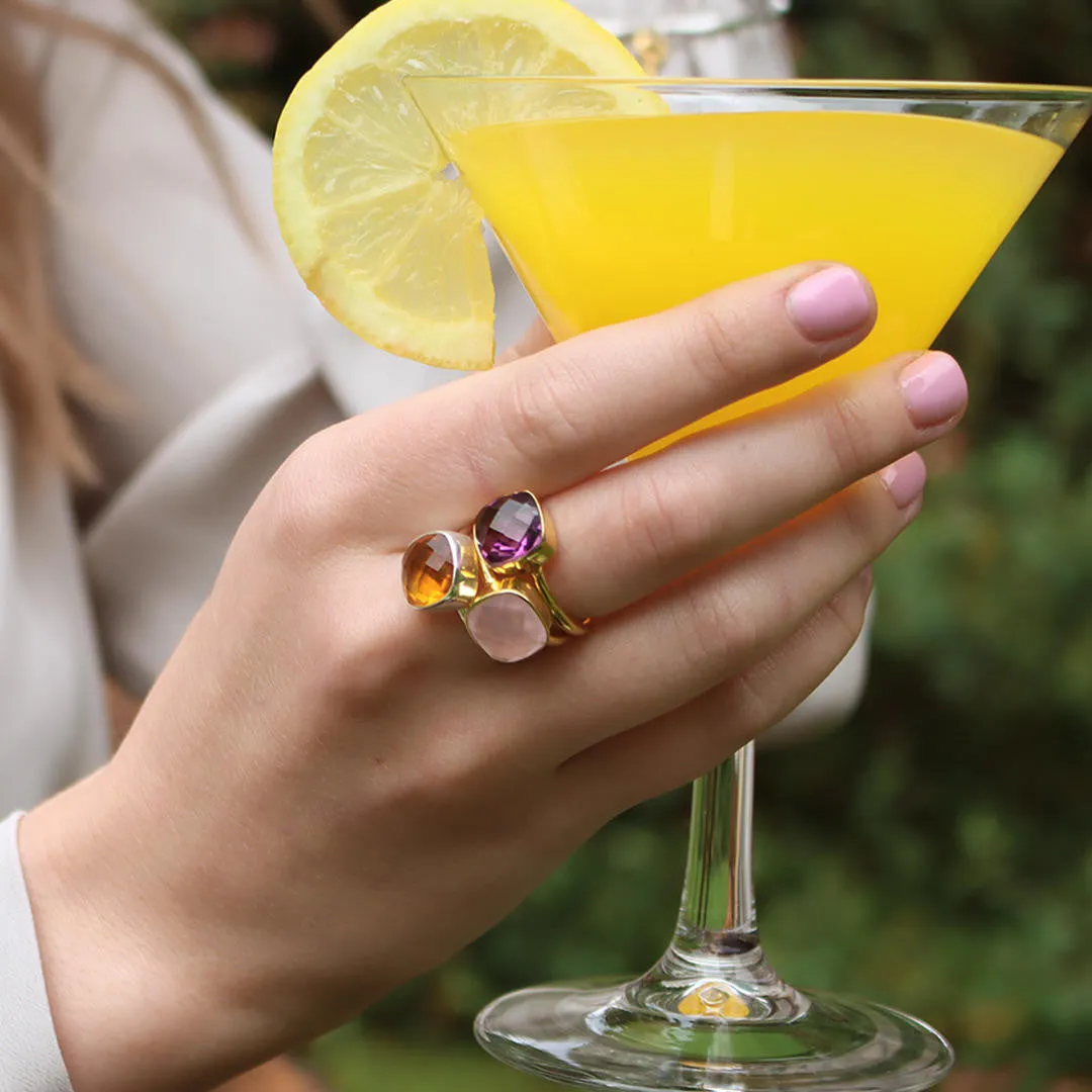 Purple Amethyst Cocktail Ring | Gold