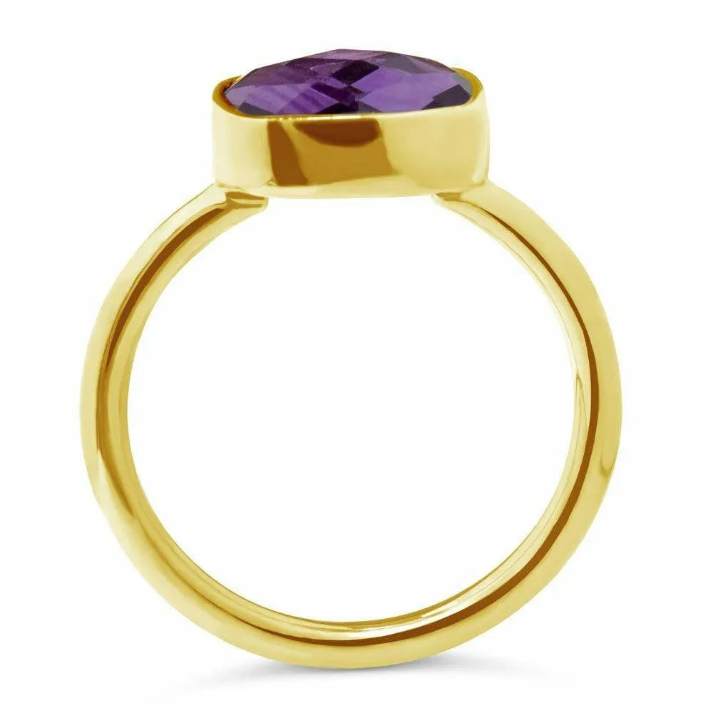 Purple Amethyst Cocktail Ring | Gold