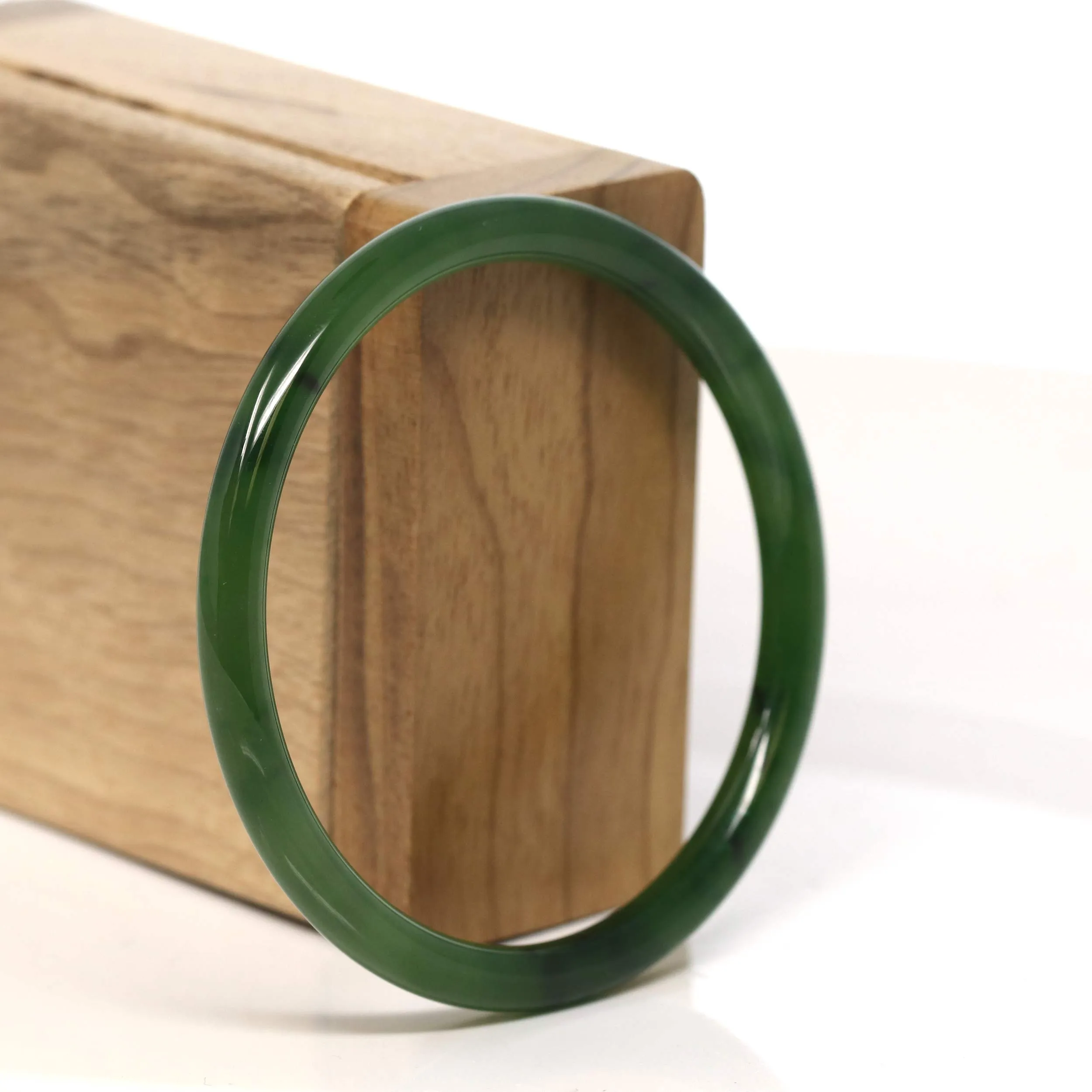 " Petite" Natural Green Nephrite Jade Bangle Bracelet (55-62 mm) #T404