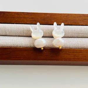 Rabbit Pearl Stud Earrings