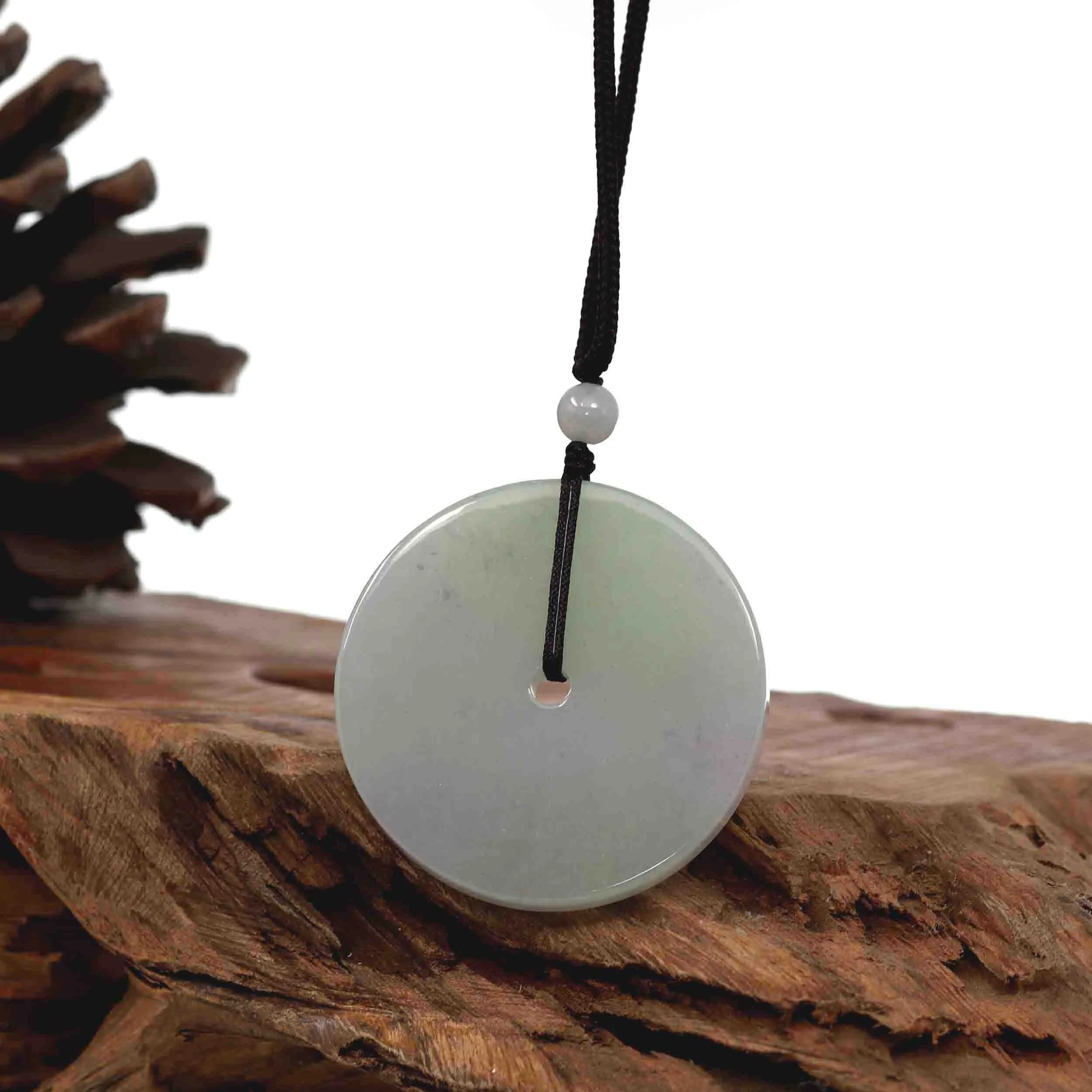 RealJade® Co. "Good Luck Button" Lavender Jadeite Jade Lucky KouKou Pendant Necklace