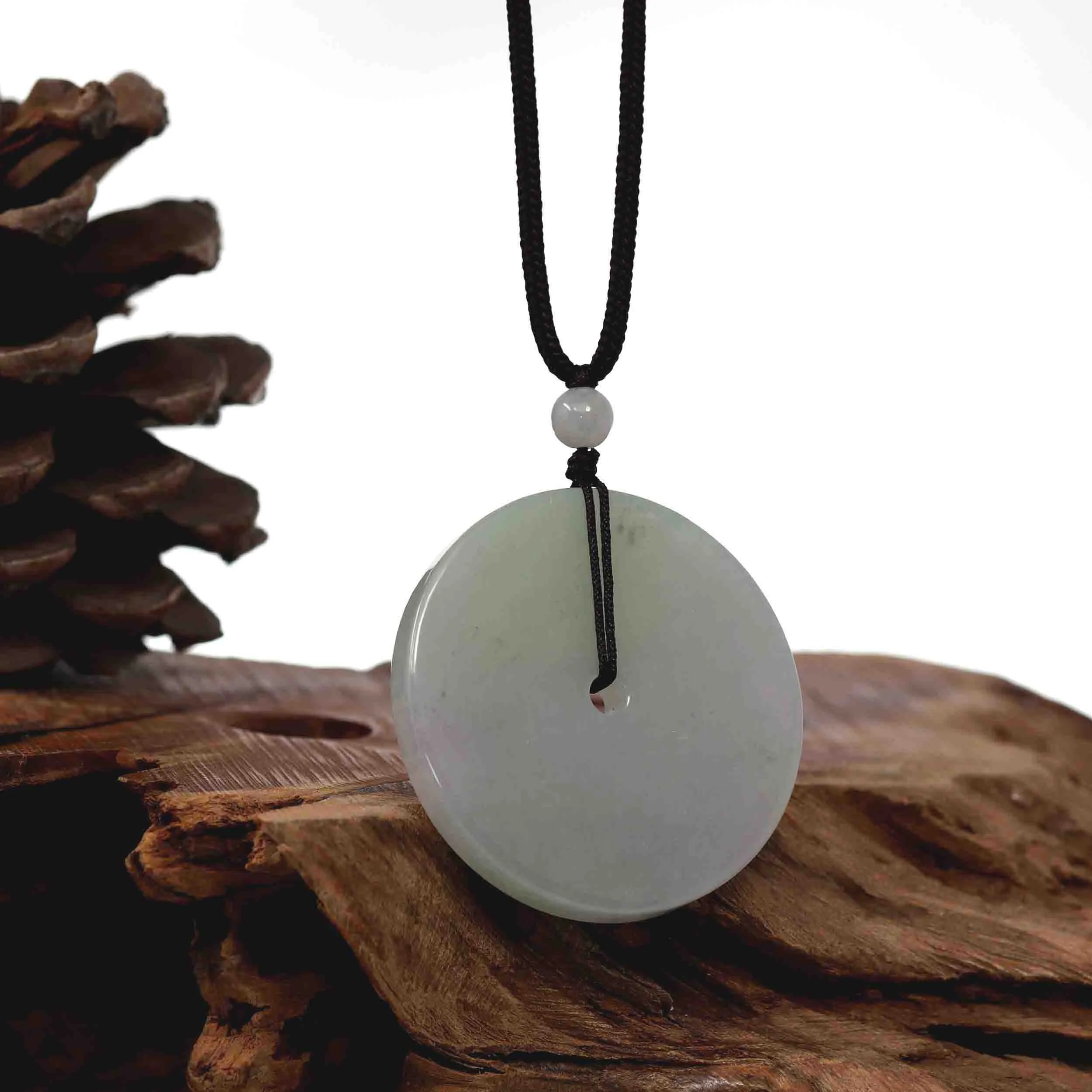 RealJade® Co. "Good Luck Button" Lavender Jadeite Jade Lucky KouKou Pendant Necklace