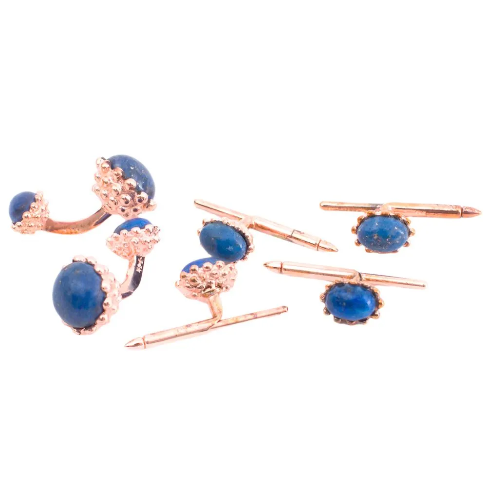 Rose Gold Lapis Lazuli Golden Acorn Cufflinks