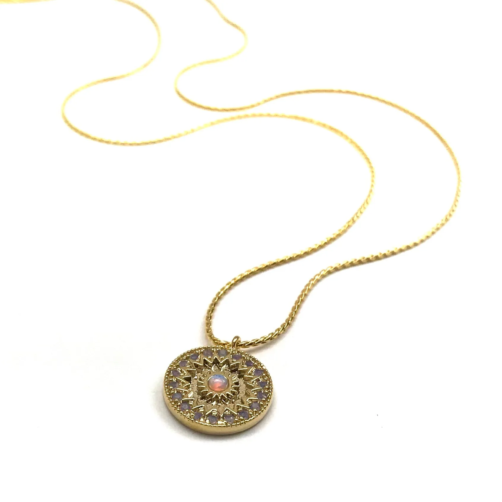 ROUND OPAL SUNBURST NECKLACE