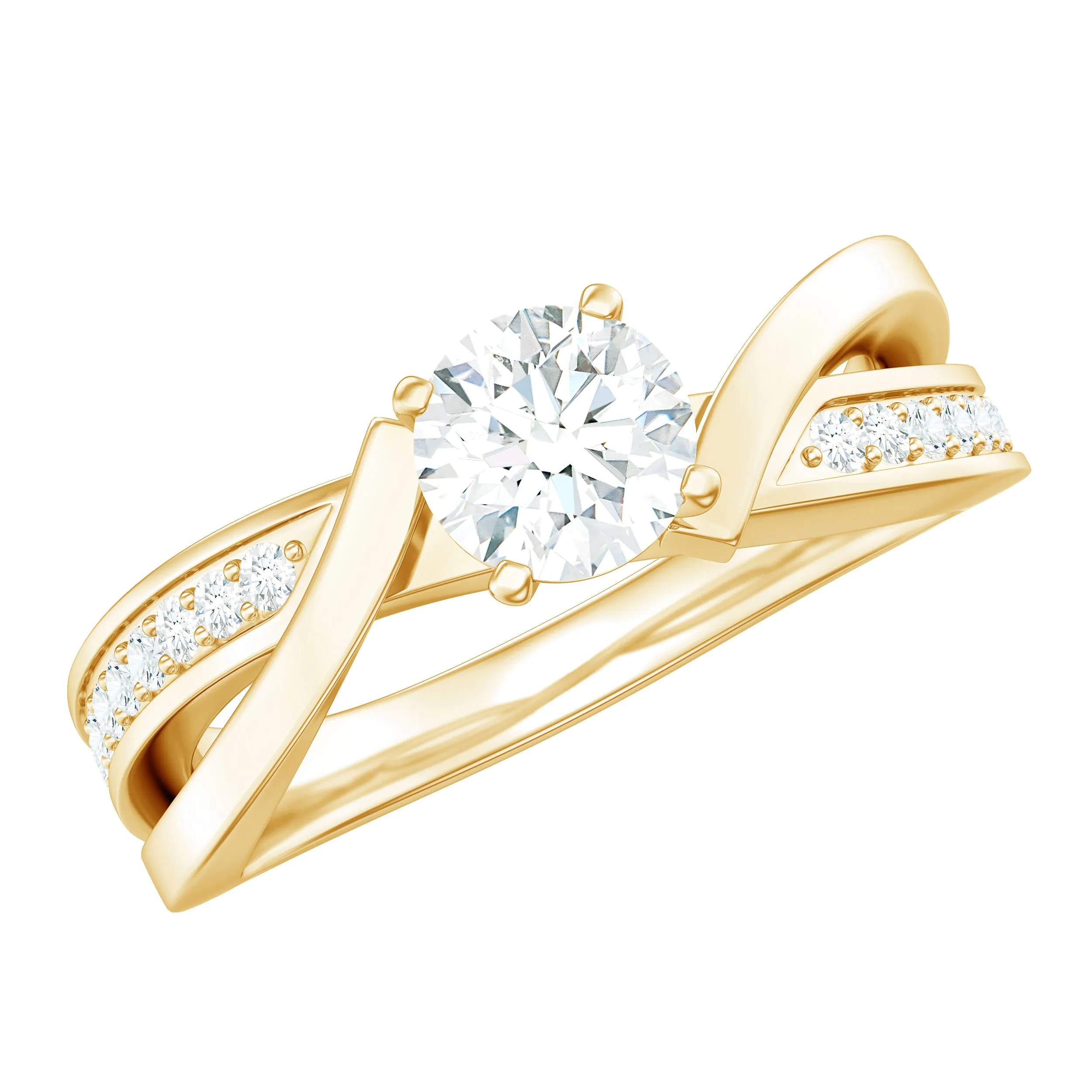 Round Shape Solitaire Moissanite Infinity Engagement Ring