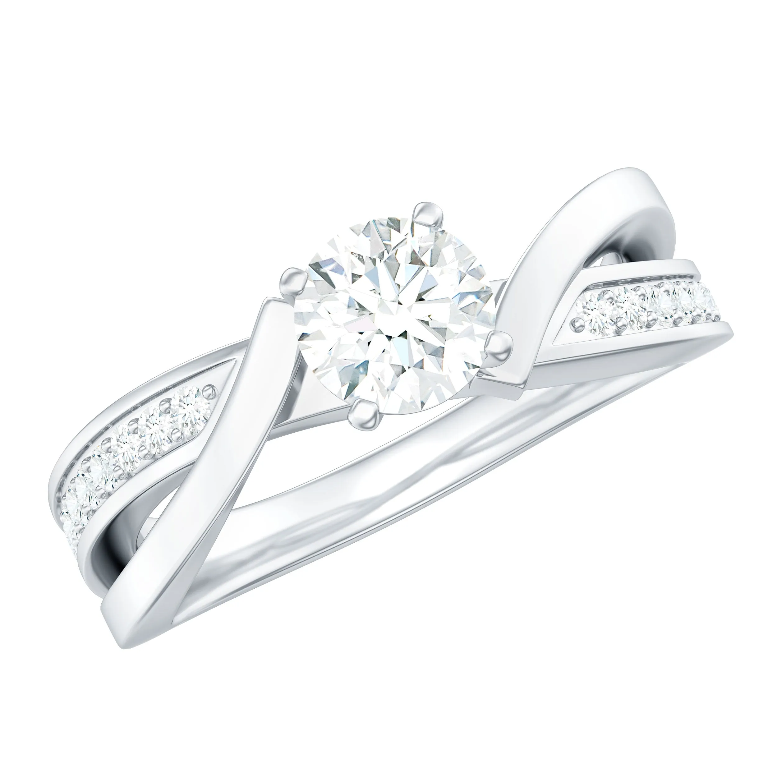 Round Shape Solitaire Moissanite Infinity Engagement Ring