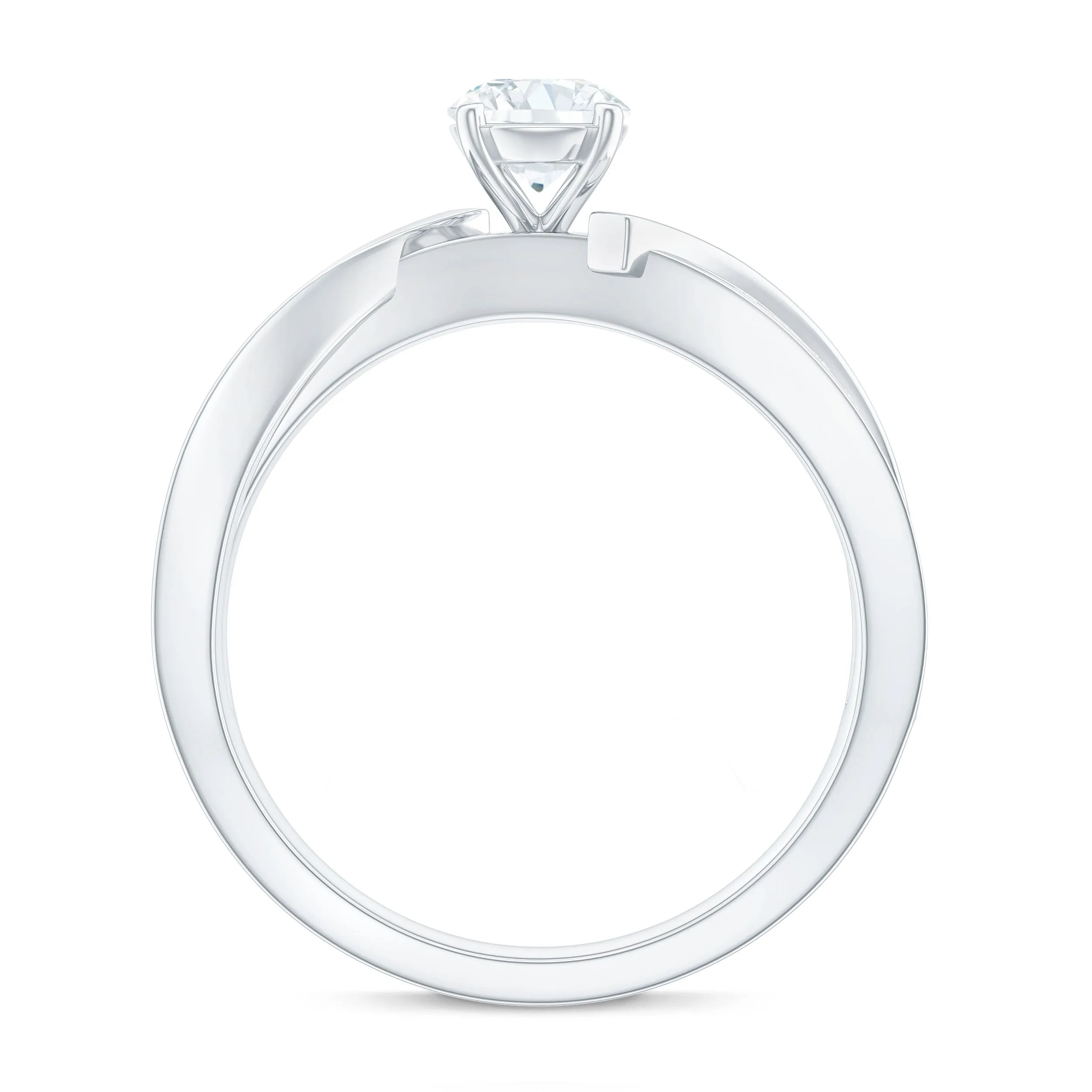 Round Shape Solitaire Moissanite Infinity Engagement Ring