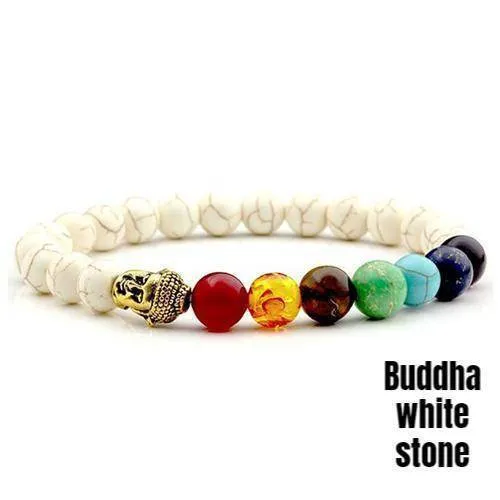 Sale! Chakra Handmade Leather Wrap Natural Stone Mix Bracelet