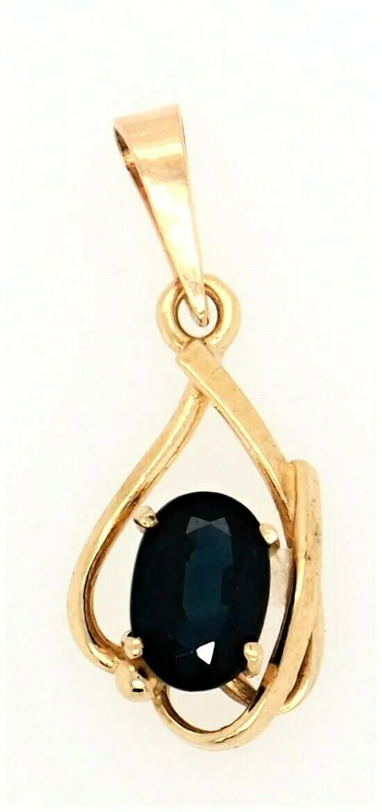 Sapphire & 9ct Yellow Gold Pendant Fine Jewellery Gemstone Necklace