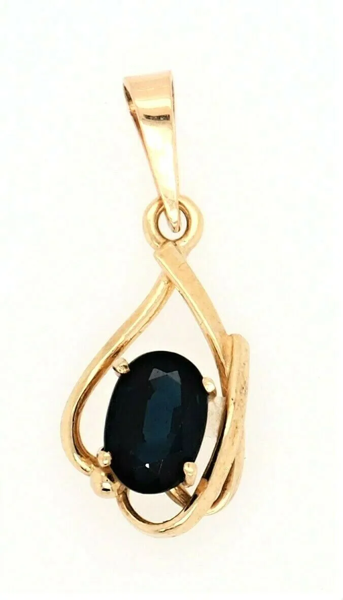 Sapphire & 9ct Yellow Gold Pendant Fine Jewellery Gemstone Necklace