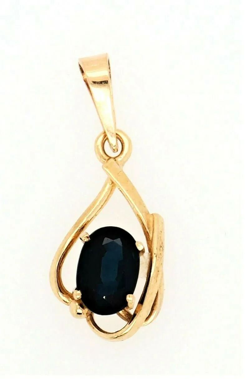 Sapphire & 9ct Yellow Gold Pendant Fine Jewellery Gemstone Necklace