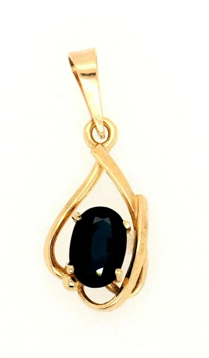 Sapphire & 9ct Yellow Gold Pendant Fine Jewellery Gemstone Necklace