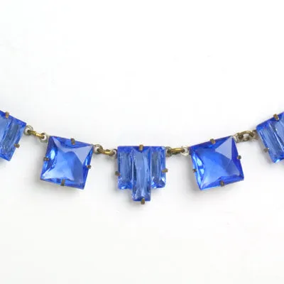 Sapphire Chicklet & Enamel 1920s Necklace