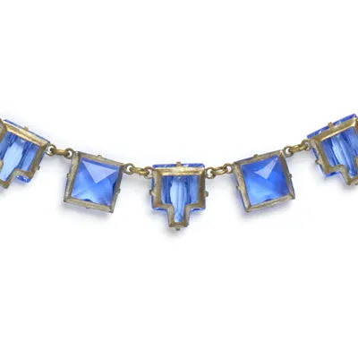 Sapphire Chicklet & Enamel 1920s Necklace