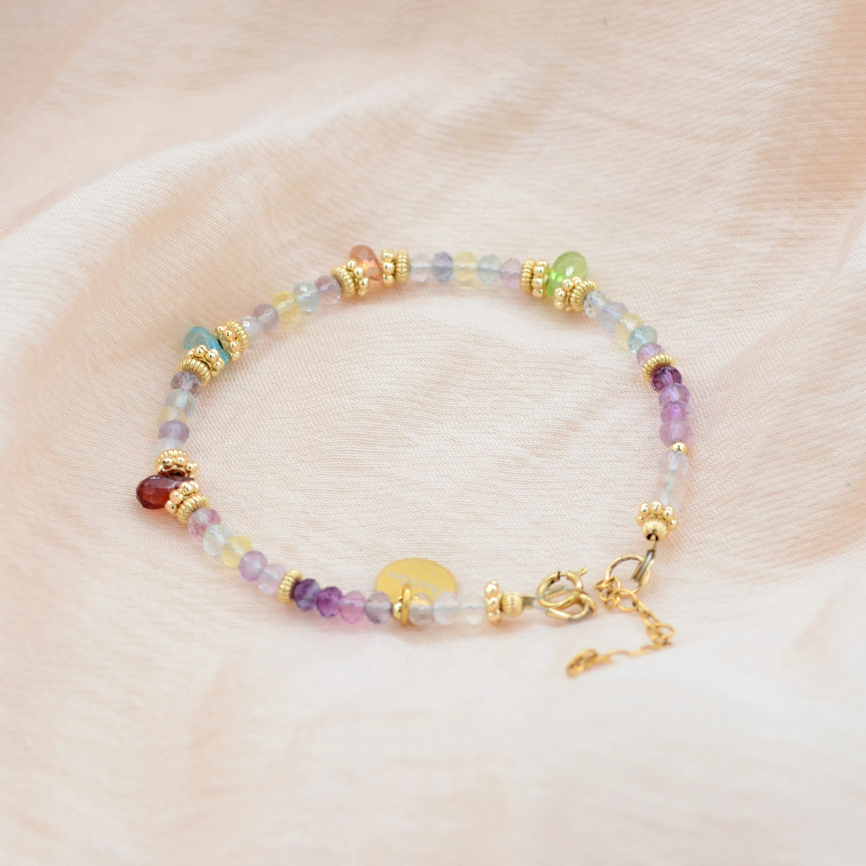 Sapphire Garnet Fluorite Lce Cream Girl Crystal Bracelet✨