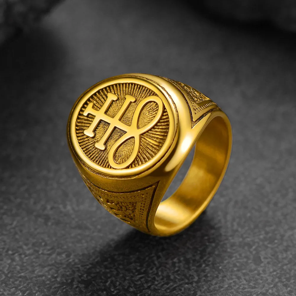 Satanic Leviathan Cross Signet Ring For Men