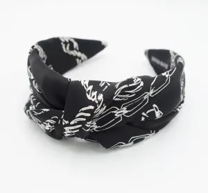 satin chain print headband front satin cross twist hairband luxury hair accessory for women