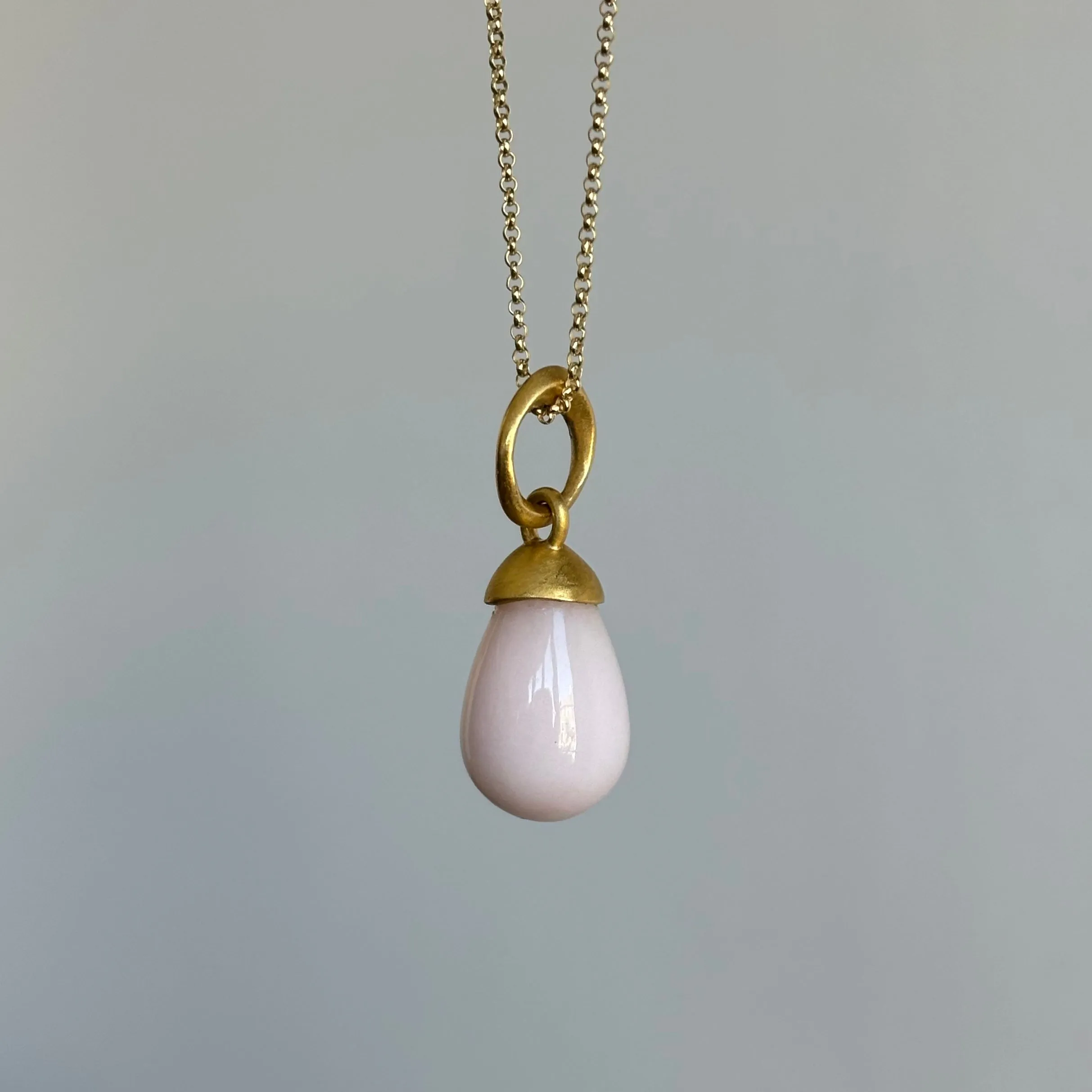 Sculptural Pink Opal Drop Pendant