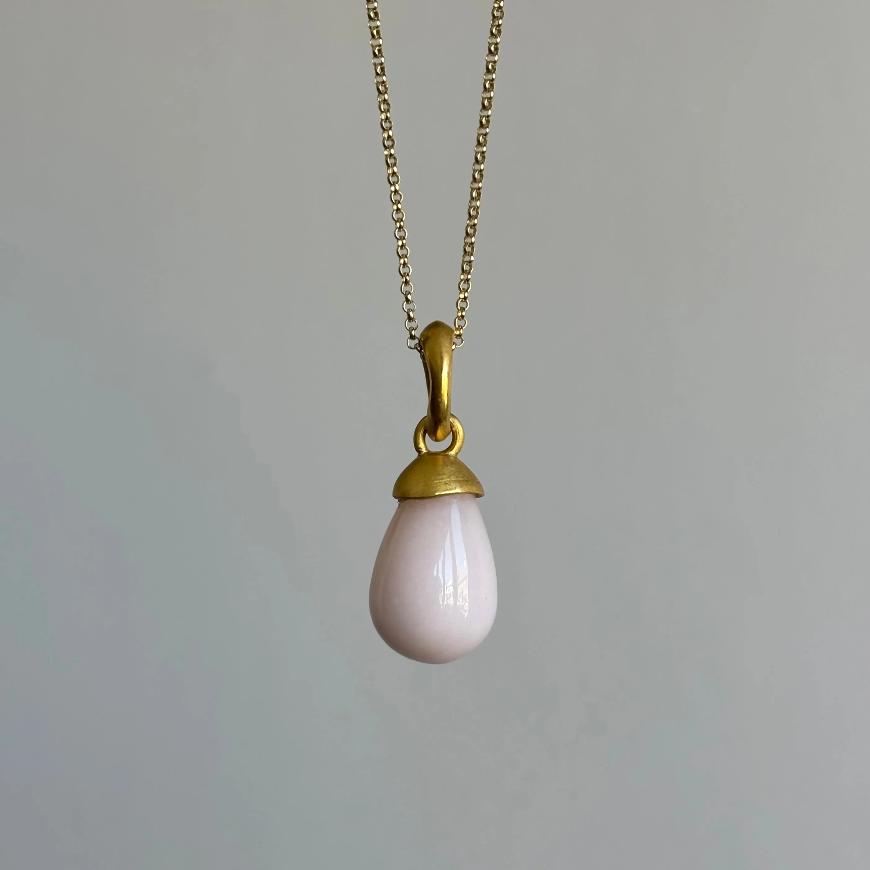 Sculptural Pink Opal Drop Pendant