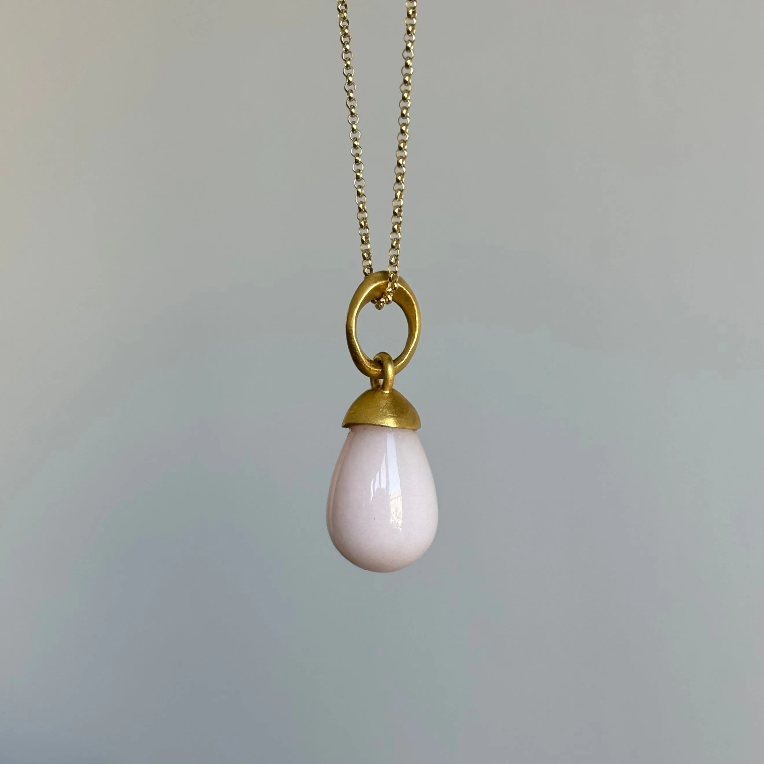 Sculptural Pink Opal Drop Pendant