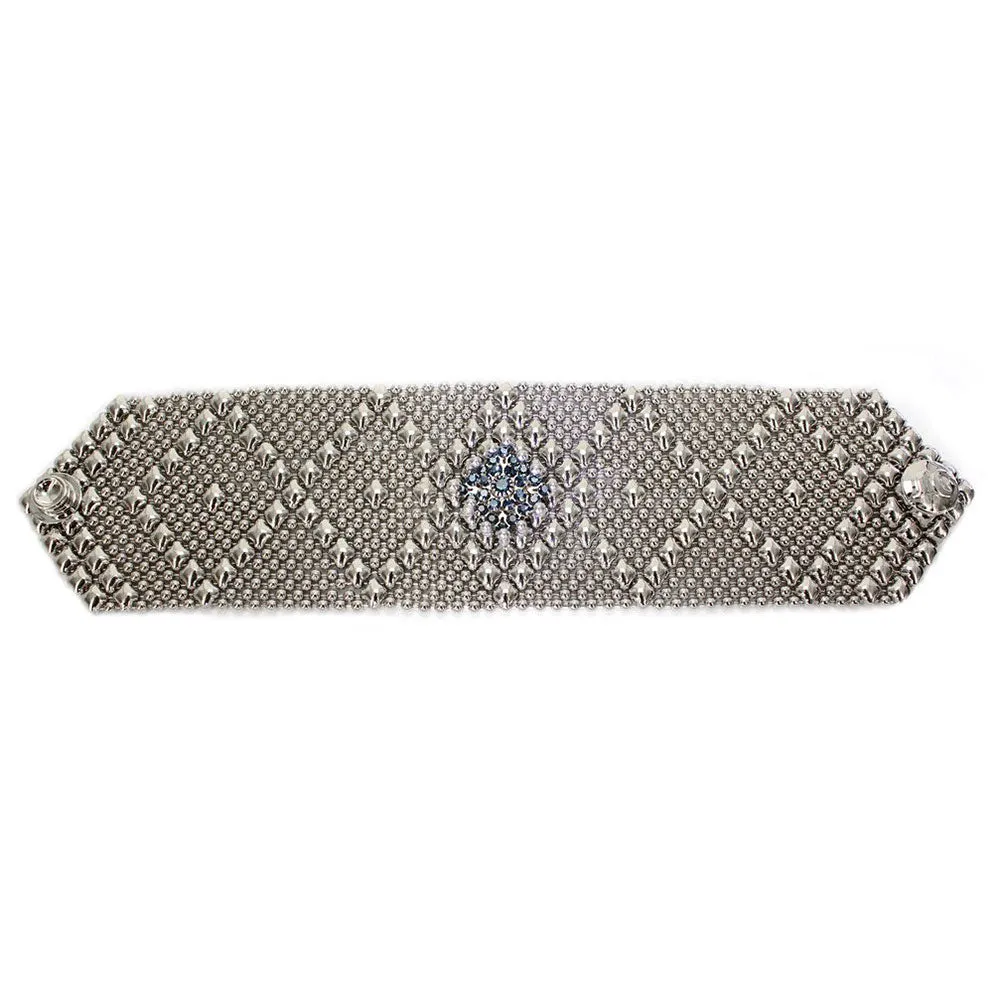 SG Liquid Metal RSB10-N Chrome Finish Bracelet with Swarovski Crystals by Sergio Gutierrez